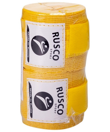 Бинт боксерский Rusco 2,5м, х/б, желтый