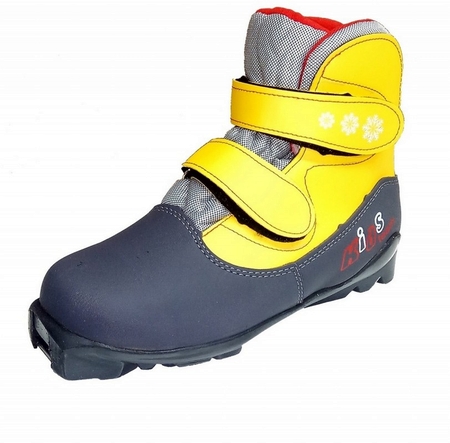 Ботинки лыжные SNS Marax Kids (системные, на липучке) серый-желтый